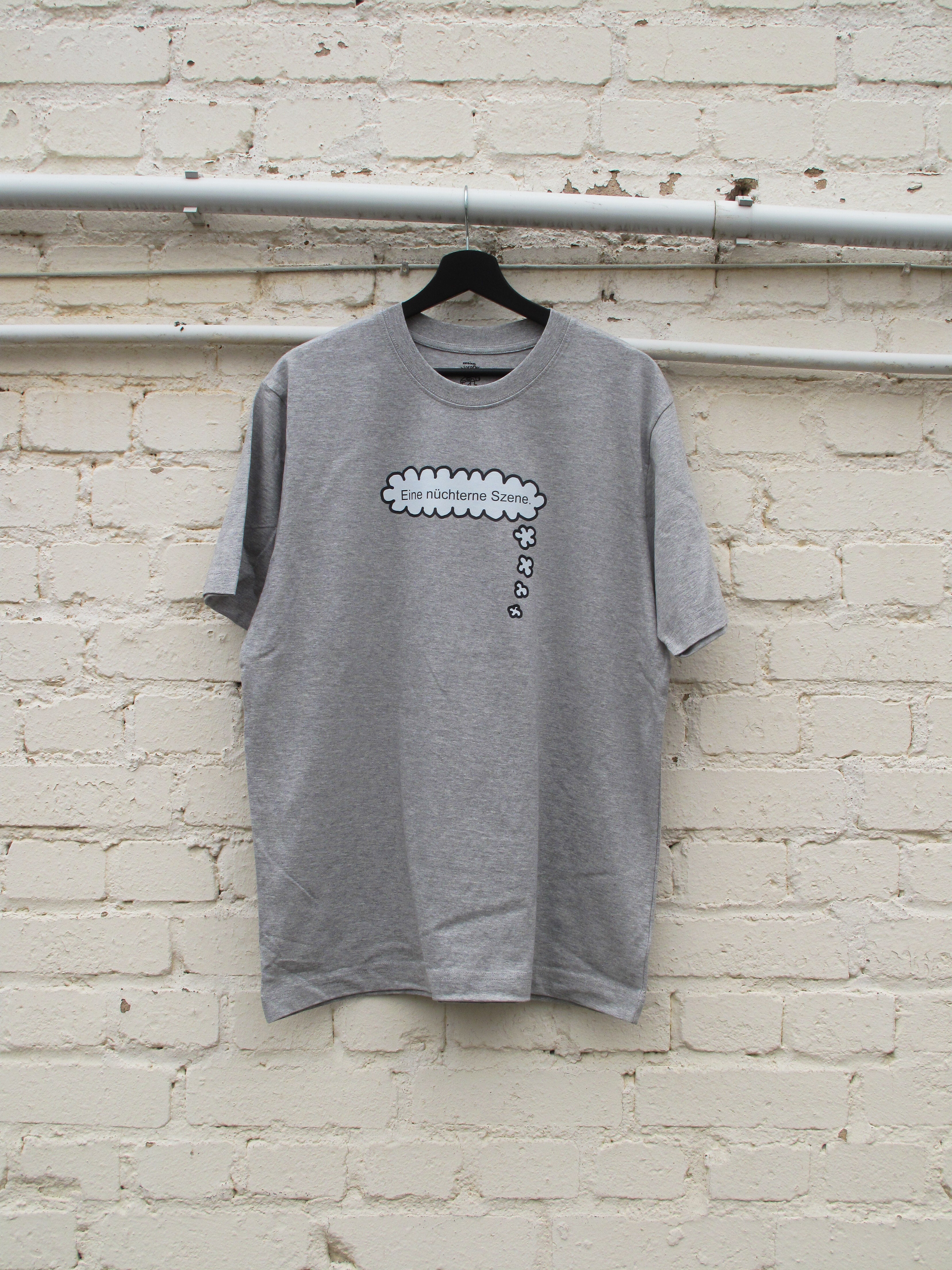 Shirt (grau): Eine nüchterne Szene.